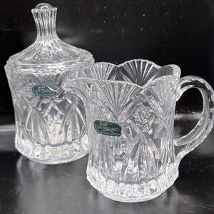 J G Durand Cristal France Crystal Covered Sugar and Creamer Set of 2